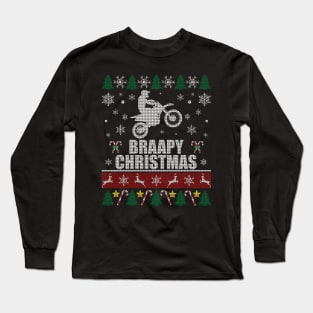 Braapy Christmas Motocross Long Sleeve T-Shirt